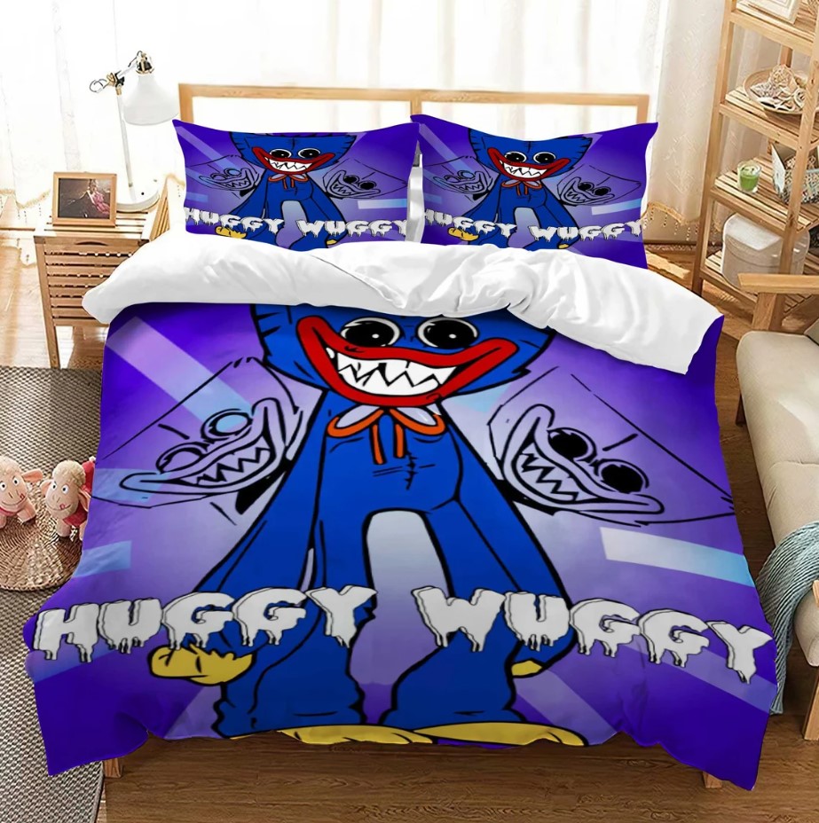 Personalized Huggy Wuggy Duvet Cover Bedding Set Huggy Wuggy Toddler Bed Set Friday Night Funkin Bedding Set Kid Bedroom Decor